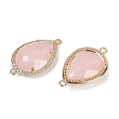 Natural Rose Quartz Faceted Teardrop Links G-B126-03G-01-1