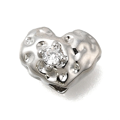 Brass Micro Pave Clear Cubic Zirconia Beads KK-U061-15C-P-1