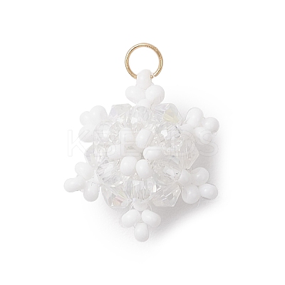 Glass Seed Beaded Snowflake Pendants PALLOY-MZ00815-01-1