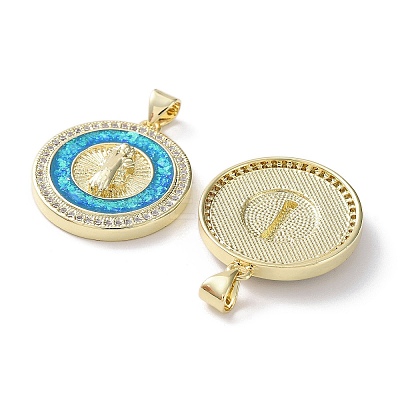 Rack Plating Brass Micro Pave Clear Cubic Zirconia Pendants KK-C041-06K-G-1