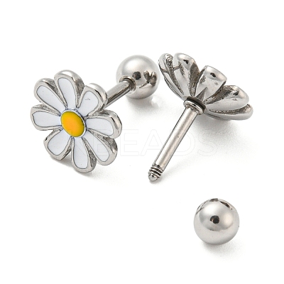 304 Stainless Steel with Enamel Stud Earrings EJEW-Z034-03P-1
