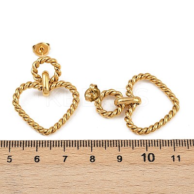 304 Stainless Steel Heart Dangle Stud Earrings EJEW-K268-32G-1
