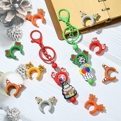 12Pcs 6 Styles Silicone Focal Beads SIL-CJ0002-44-1