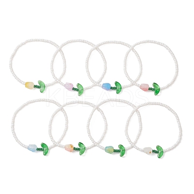 8pcs Glass Stretch Bracelets BJEW-MZ00302-1