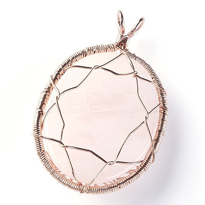 Natural Rose Quartz Big Pendants G-G771-C03-1