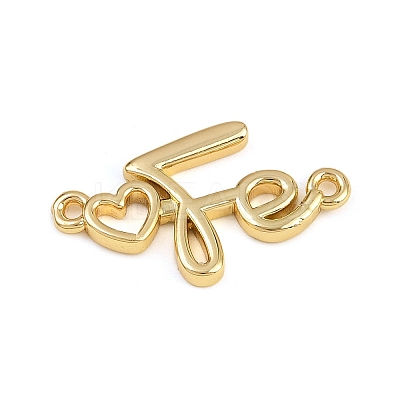 Brass Heart with Fe Faith Connector Charms KK-C114-02G-1