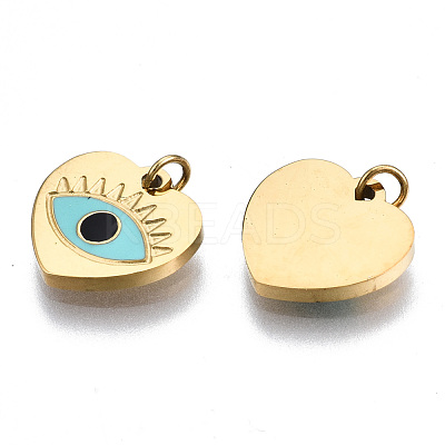 316 Surgical Stainless Steel Enamel Charms STAS-S116-379B-G-1