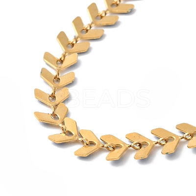 Enamel Ear of Wheat Link Chains Bracelet BJEW-P271-02G-03-1