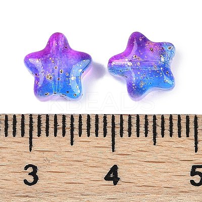 Transparent Spray Painted Frosted Glass Beads GLAA-NH0003-01F-1