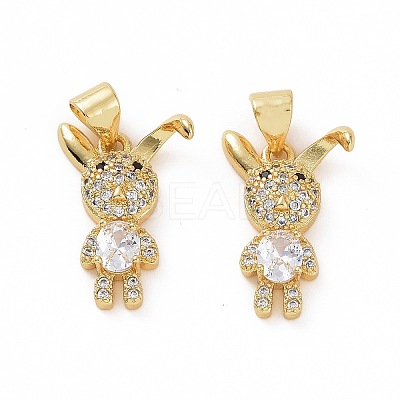 Brass Micro Pave Clear Cubic Zirconia Pendants ZIRC-F135-12G-1