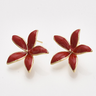 Brass Enamel Stud Earring Findings KK-T038-572C-G-NF-1