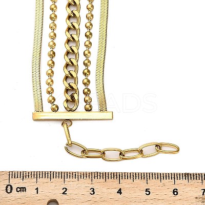 304 Stainless Steel Multi-strand Bracelets for Women LS-BJEW-Q040-04G-1