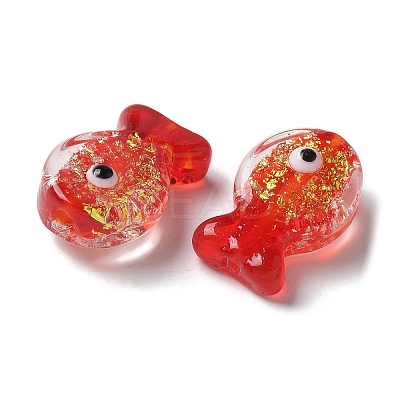 Handmade Foil Lampwork Fish Beads FOIL-Z001-01E-1