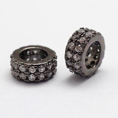 Brass Micro Pave Cubic Zirconia European Beads ZIRC-D113-31B-FF-1