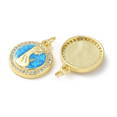 Brass Micro Pave Clear Cubic Zirconia Pendants KK-C045-05G-1