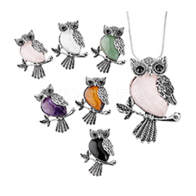 6Pcs 6 Styles Zinc Alloy Natural Gemstone Pendants FIND-PH0025-35-1