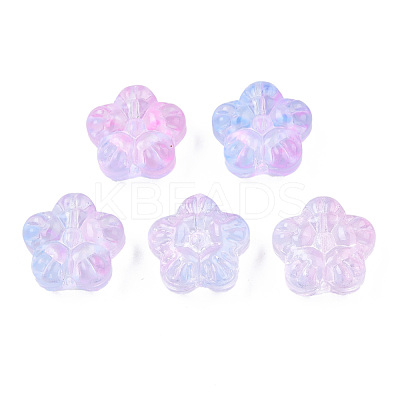 Transparent Spray Painted Glass Beads GLAA-N035-029-G02-1