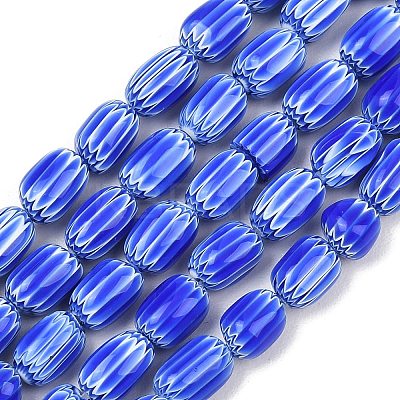 Handmade Millefiori Glass Oval Beads Strands LK-Z001-02A-01-1