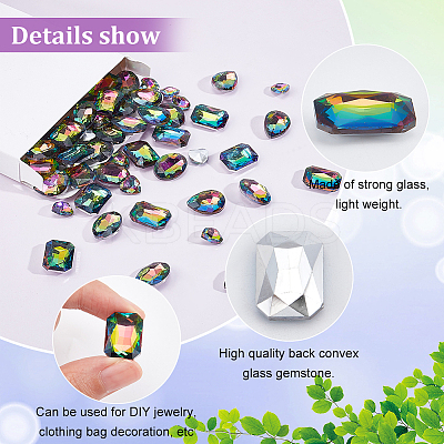 64Pcs 4 Style Glass Rhinestone Cabochons RGLA-FG0001-19-1