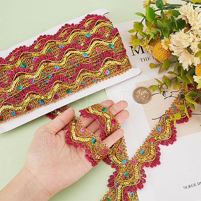 Metallic Polyester Lace Ribbon OCOR-WH0077-66A-1