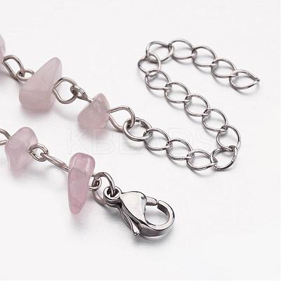 Natural Gemstone Chip Beaded Anklets AJEW-AN00175-1