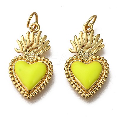 Golden Tone Brass Enamel Pendants LS-KK-K750-01G-A-1