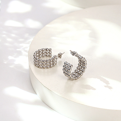 304 Stainless Steel Round Stud Earrings PJ3518-2-1