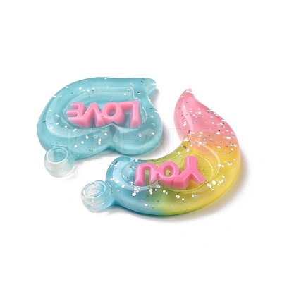 Gradient Color Translucent Resin Pendants RESI-G048-01F-1