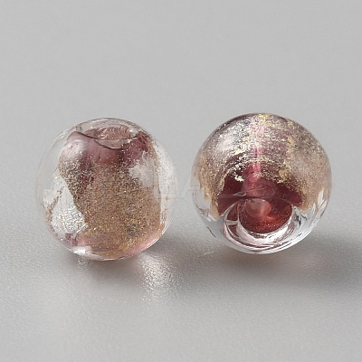 Handmade Gold Sand Lampwork Beads LAMP-WH0011-03A-04-1