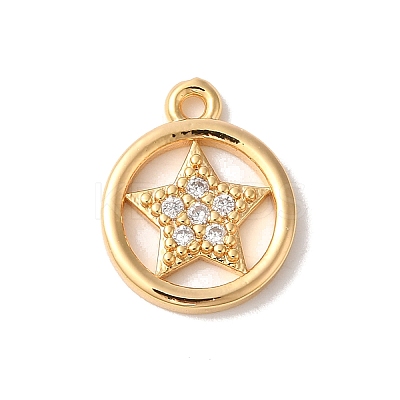 Brass Micro Pave Clear Cubic Zirconia Charms KK-M294-29G-1