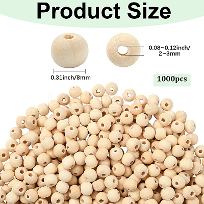 Natural Unfinished Wood Beads WOOD-SP0001-62B-1