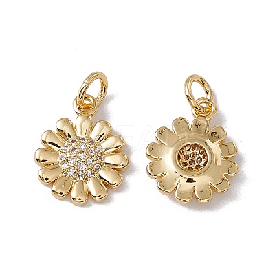 Brass Micro Pave Clear Cubic Zirconia Charms KK-G439-33G-1