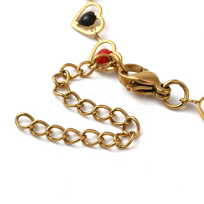 304 Stainless Steel Heart Link Bracelets for Women BJEW-C076-02A-01-1