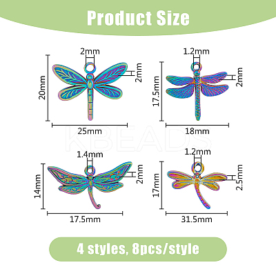 32Pcs 4 Style Alloy & Ion Plating(IP) 201 Stainless Steel Pendants PALLOY-DC0001-07-1