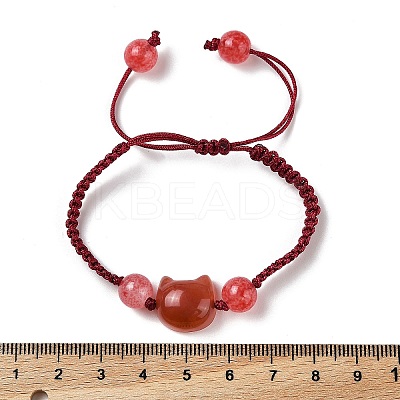 Cat Head Resin Brainded Bead Bracelets LS-BJEW-L701-02A-1