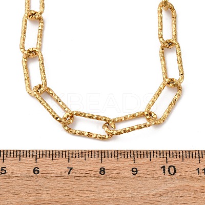 304 Stainless Steel Textured Paperclip Chain Necklaces for Women Men NJEW-A052-01G-1