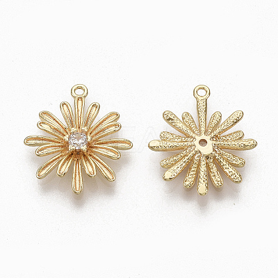 Brass Micro Pave Clear Cubic Zirconia Pendants X-ZIRC-Q021-008G-NF-1