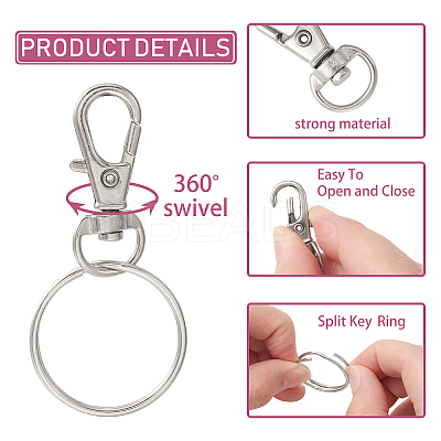 25Pcs Alloy Swivel Lobster Claw Clasps PALLOY-CJ0003-02-1