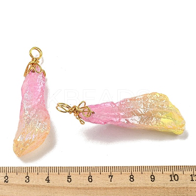 Electroplated Raw Rough Natural Quartz Crystal Big Pendants G-A229-02G-04-1