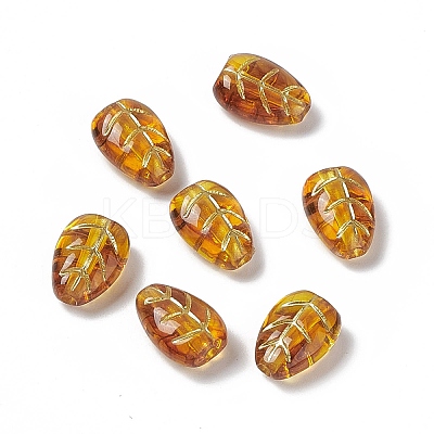 Golden Metal Enlaced Acrylic Beads OACR-H019-09-1