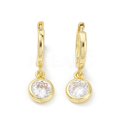 Flat Round Rack Plating Brass Cubic Zirconia Hoop Earrings X-EJEW-K245-22G-1