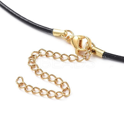 Cowhide Leather Cord Bib Necklaces NJEW-JN02590-01-1