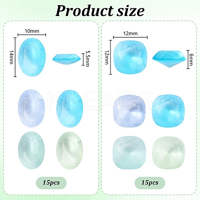 30Pcs 2 Styles Frosted Glass Rhinestone Cabochons FIND-PH0021-95-1