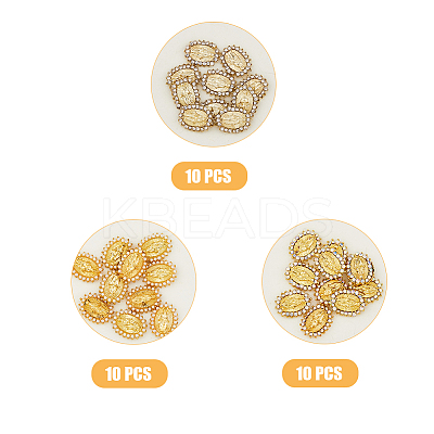 30Pcs 3 Style Alloy Rhinestone Cabochons MRMJ-HY0001-07-1