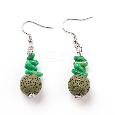 Natural Lava Rock Dangle Earrings EJEW-E260-B14-1