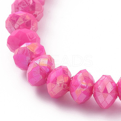 8Pcs 8 Color Opaque Acrylic Faceted Rondelle & Flower Beaded Stretch Bracelets BJEW-JB09100-1