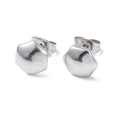 Non-Tarnish 304 Stainless Steel Hexagon Stud Earrings for Women LS-EJEW-I285-04A-P-1