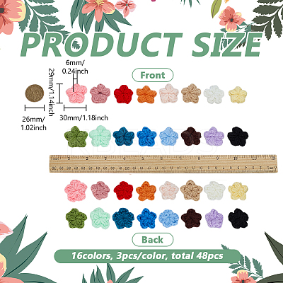 48Pcs 16 Colors Handmade Polyester Knitting Ornament Accessories DIY-FG0008-52-1