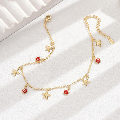 Elegant Brass Enamel Turtle Starfish Beach Anklet for Stylish Women JC1735-1