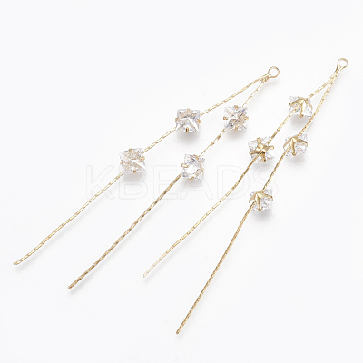 Brass Big Chain Tassel Pendants KK-S348-062-1